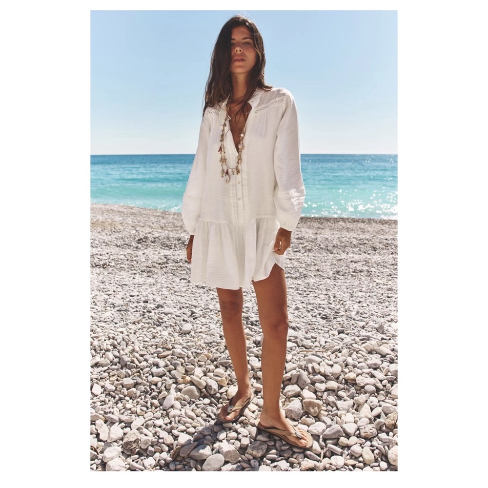 NWT Zara Pintuck White Mini Dress